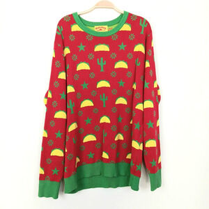 Old El Paso Mens Taco Cactus Print Ugly Christmas Sweater Holiday Novelty XL